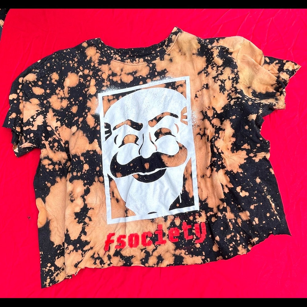 fsociety bleach tie dye crop t shirt